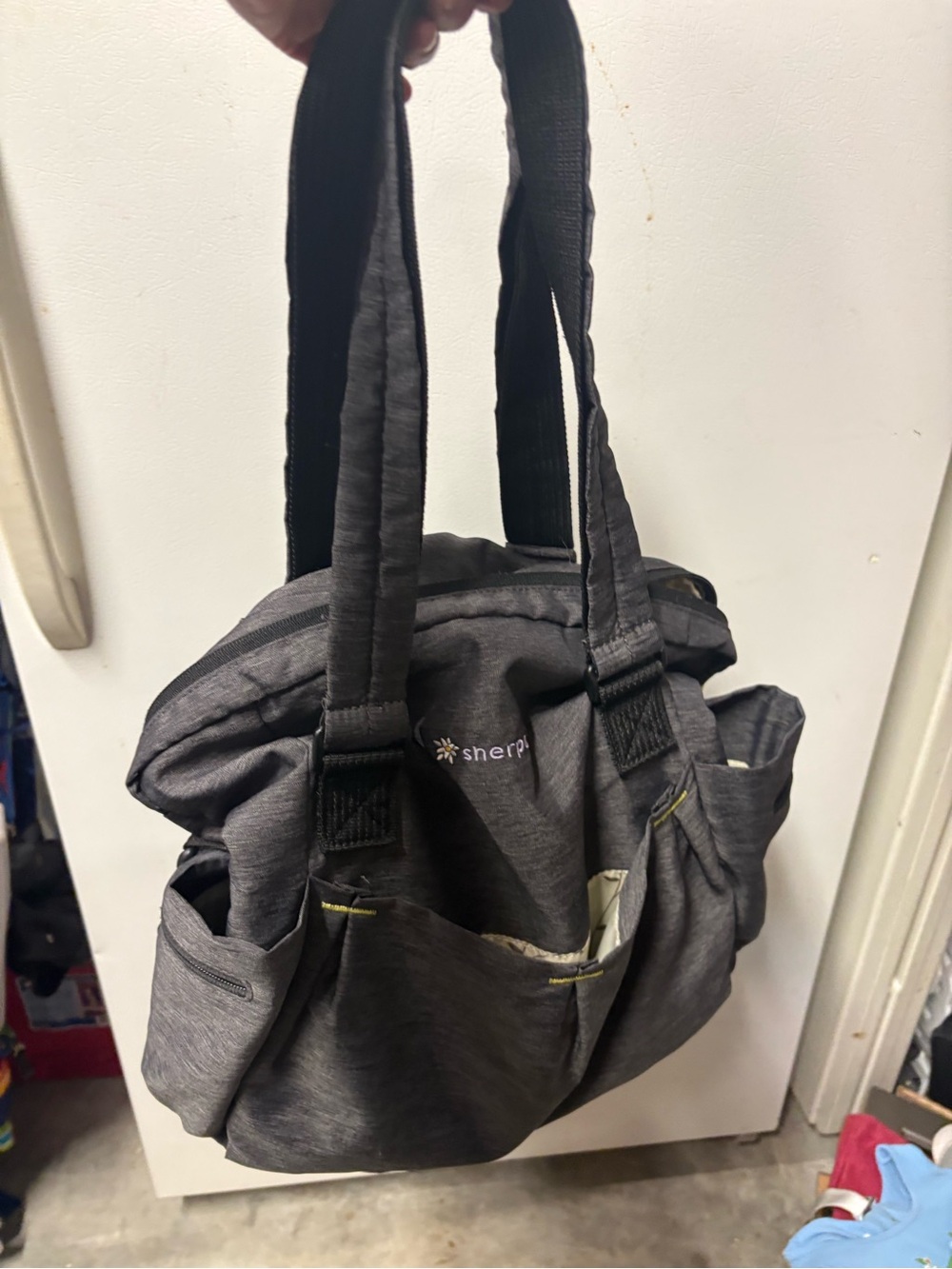 Sherpani Gray baby gym travel Shoulder Bag with tons of interiorExterior Pockets
